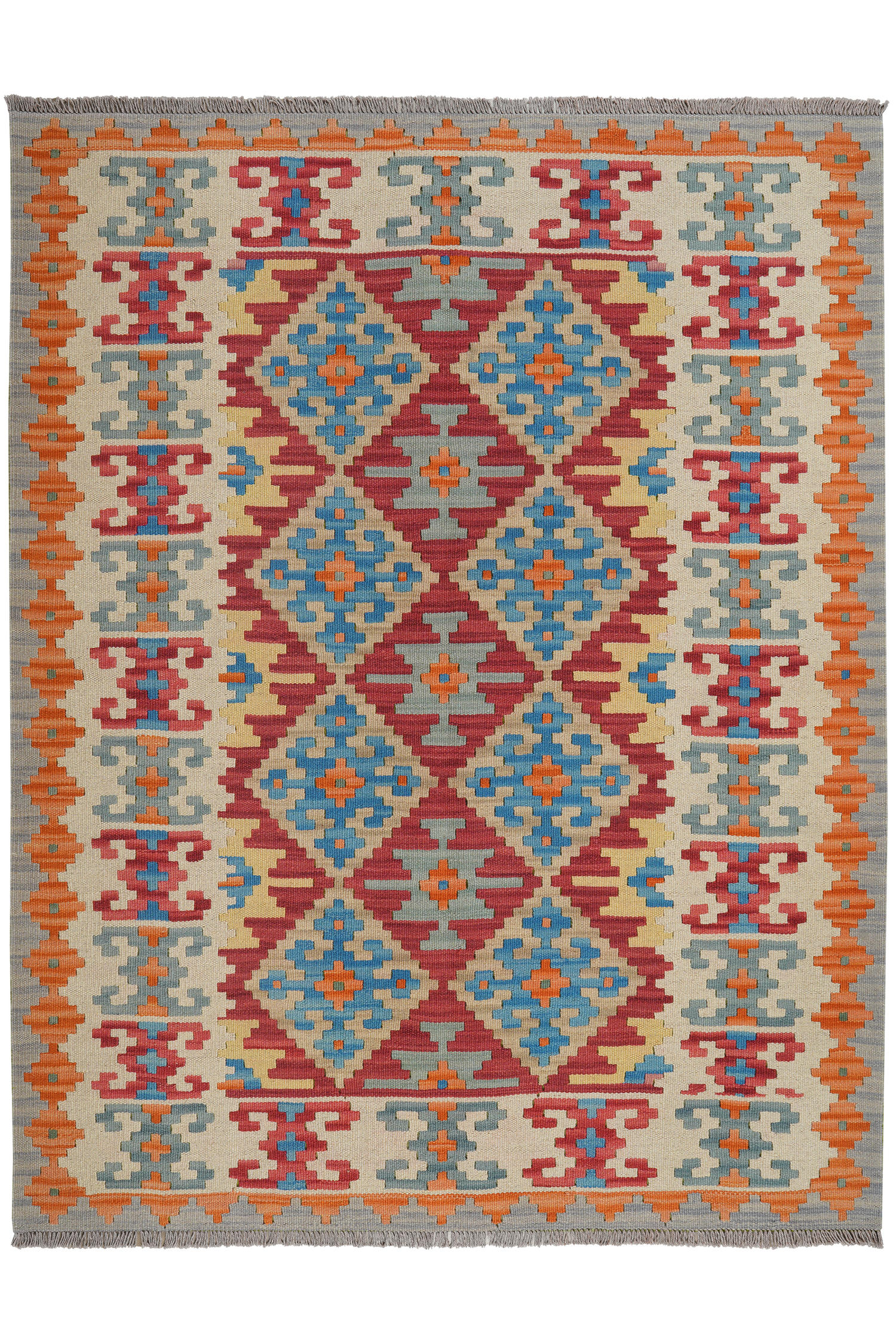 HANDWEBTEPPICH Kelim Gashgai Rot 200/155 cm Schurwolle - Rot, Textil (155/200cm) - Looma
