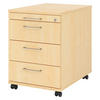 ROLLCONTAINER - 3 Materialschubladen 58/42,8/59 cm in Ahornfarben Bügelgriff (Metall) - Ahornfarben, Holzwerkstoff (42.8/59/58cm) - bümö