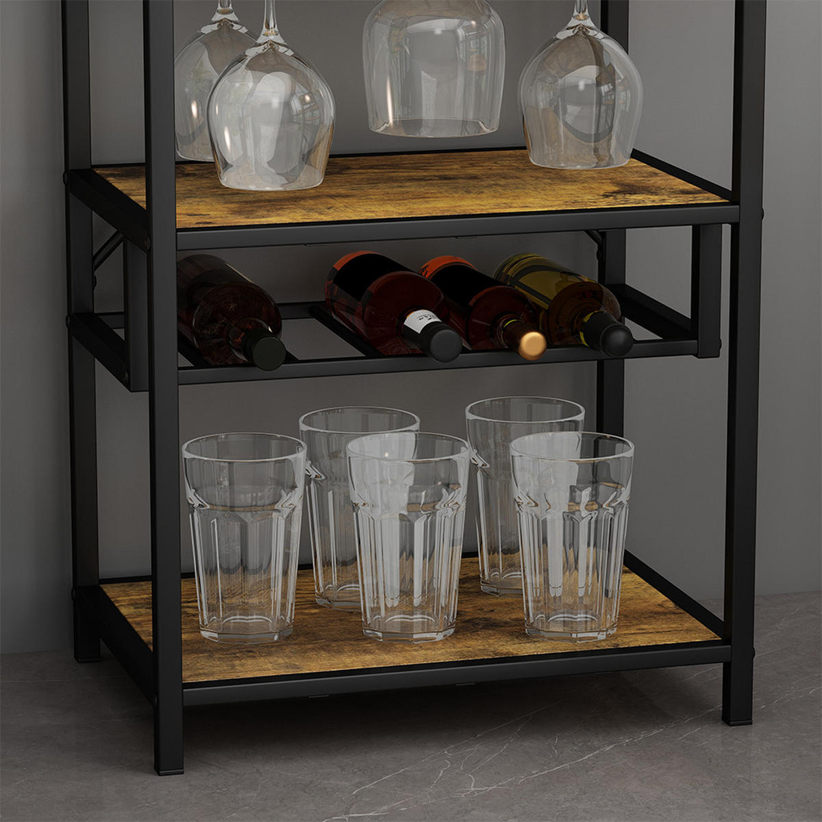 WEINREGAL Vela Eiche rustikal mit Glashalter - Wildeiche, Holzwerkstoff (50/100/35cm) - Vicco