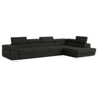 ECKSOFA VICENTE Schwarz Velours-Stoff mit Schlaffunktion - Schwarz, Holz (346/202cm) - MASSENO