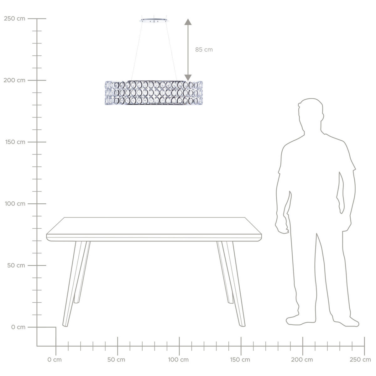 HÄNGELEUCHTE Tenna 93x29x133 cm - Silberfarben, Metall (29/93/133cm) - Beliani