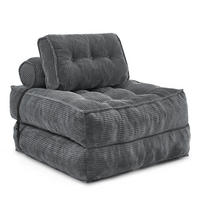 SCHLAFSESSEL 2-in-1 aus weichem Cord, klappbar als Loungesessel und Gästebett - Dunkelgrau, Kunststoff (85/85/85cm) - Urban Meuble