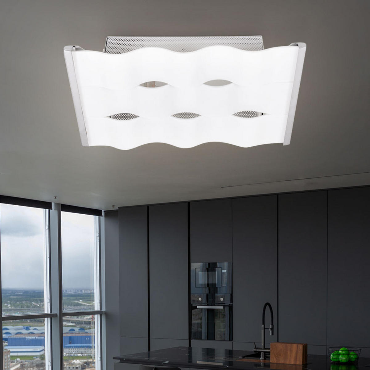 DECKENLEUCHTE Metall Weiß Opalglas - Weiß, Glas (30/30/18cm) - Globo Lighting