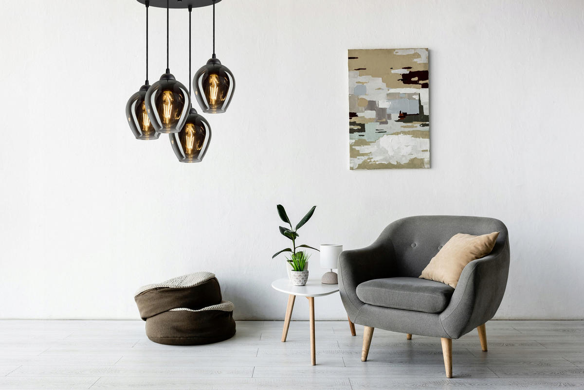 PENDELLEUCHTE Hegel - Transparent/Anthrazit, Glas/Metall (35/35/80cm) - kiki design