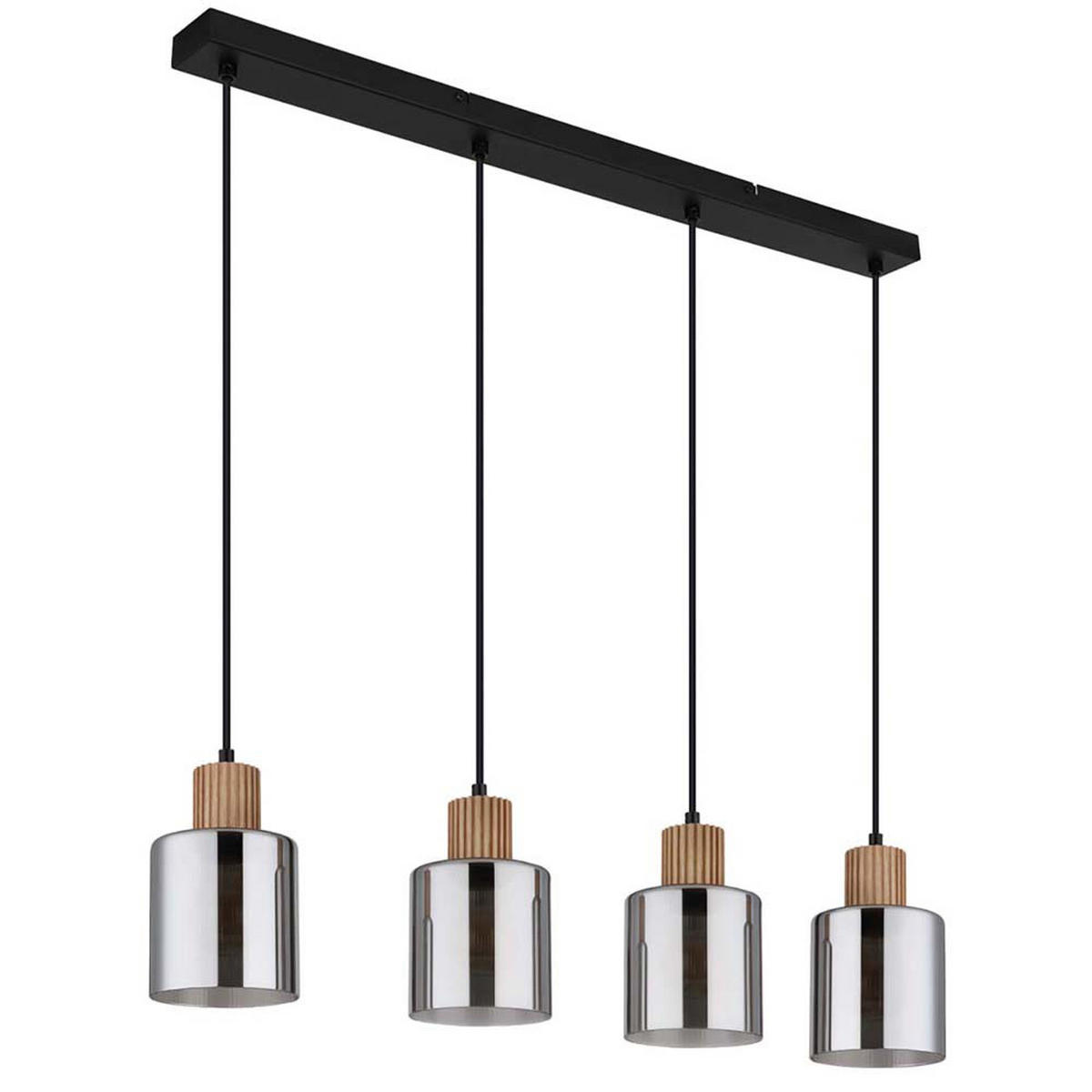 HÄNGELEUCHTE Metall Holz Braun Glas rauchfarben - Braun, Holz (78/12/120cm) - Globo Lighting