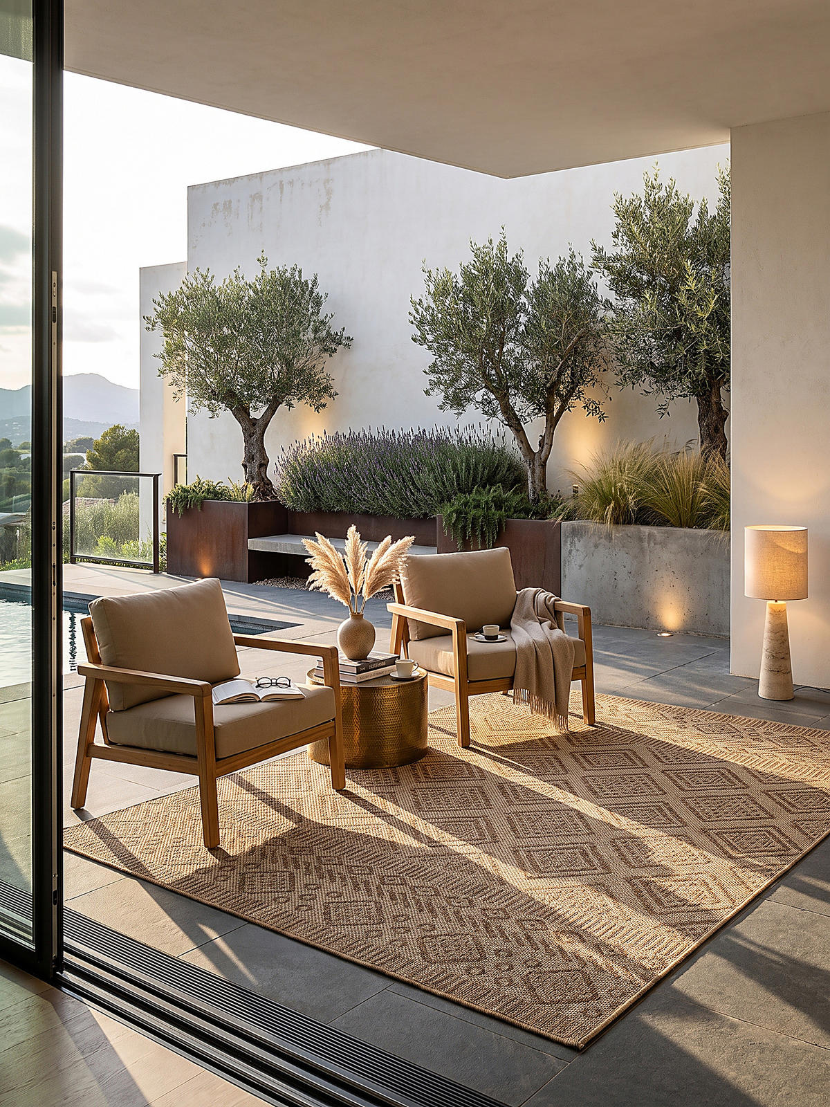 TEPPICH Flachgewebe, Outdoor, Fußbodenheizung-geeignet, mit Rautenmuster, VIGOLENO in Beige-Braun, 60 x 100 cm - Beige, Textil (60/100cm) - KADIMA DESIGN