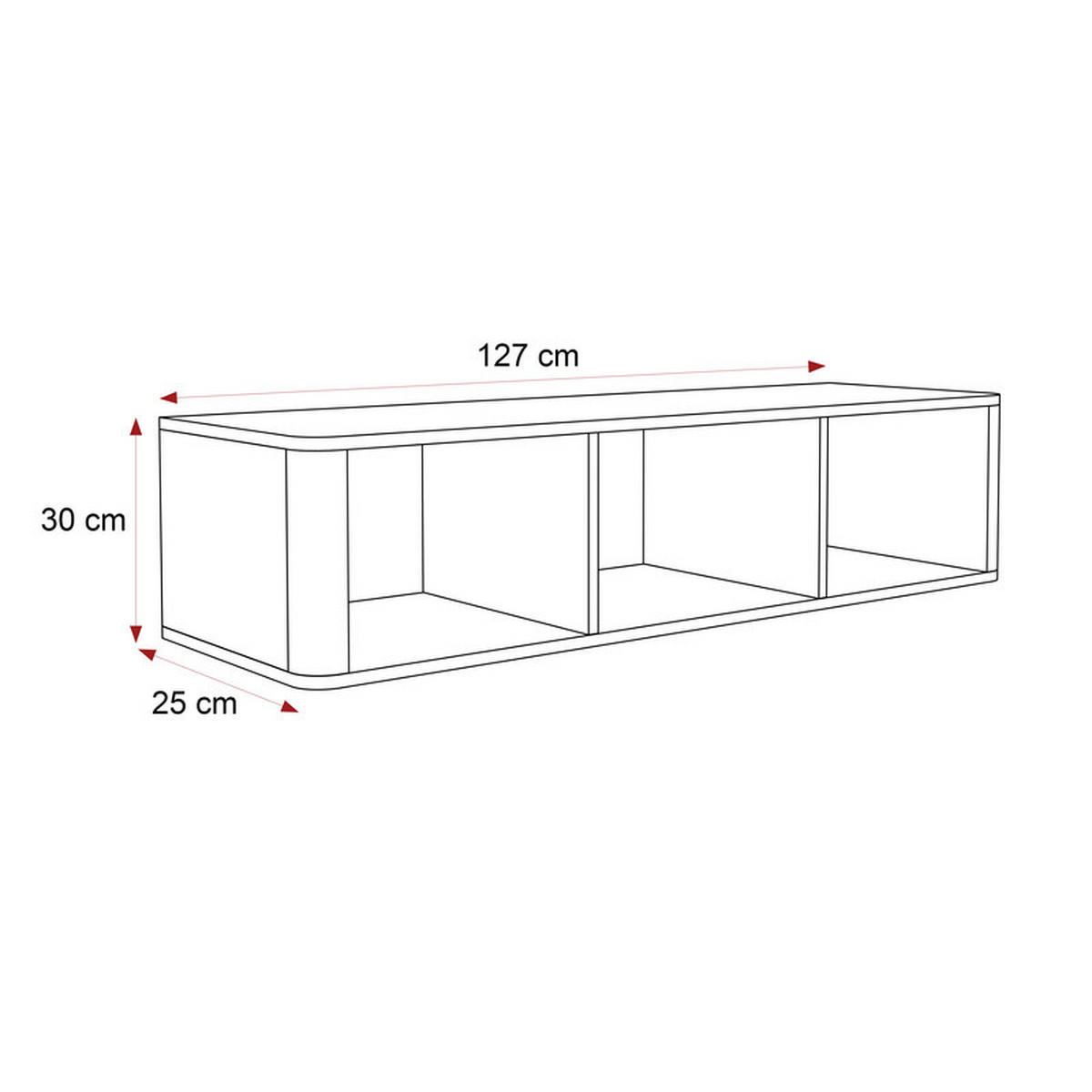 HÄNGEREGAL NAVANI 127/25/30 cm Kaschmir / Grau - Grau, Holzwerkstoff/Metall (127/30/25cm) - Idohome