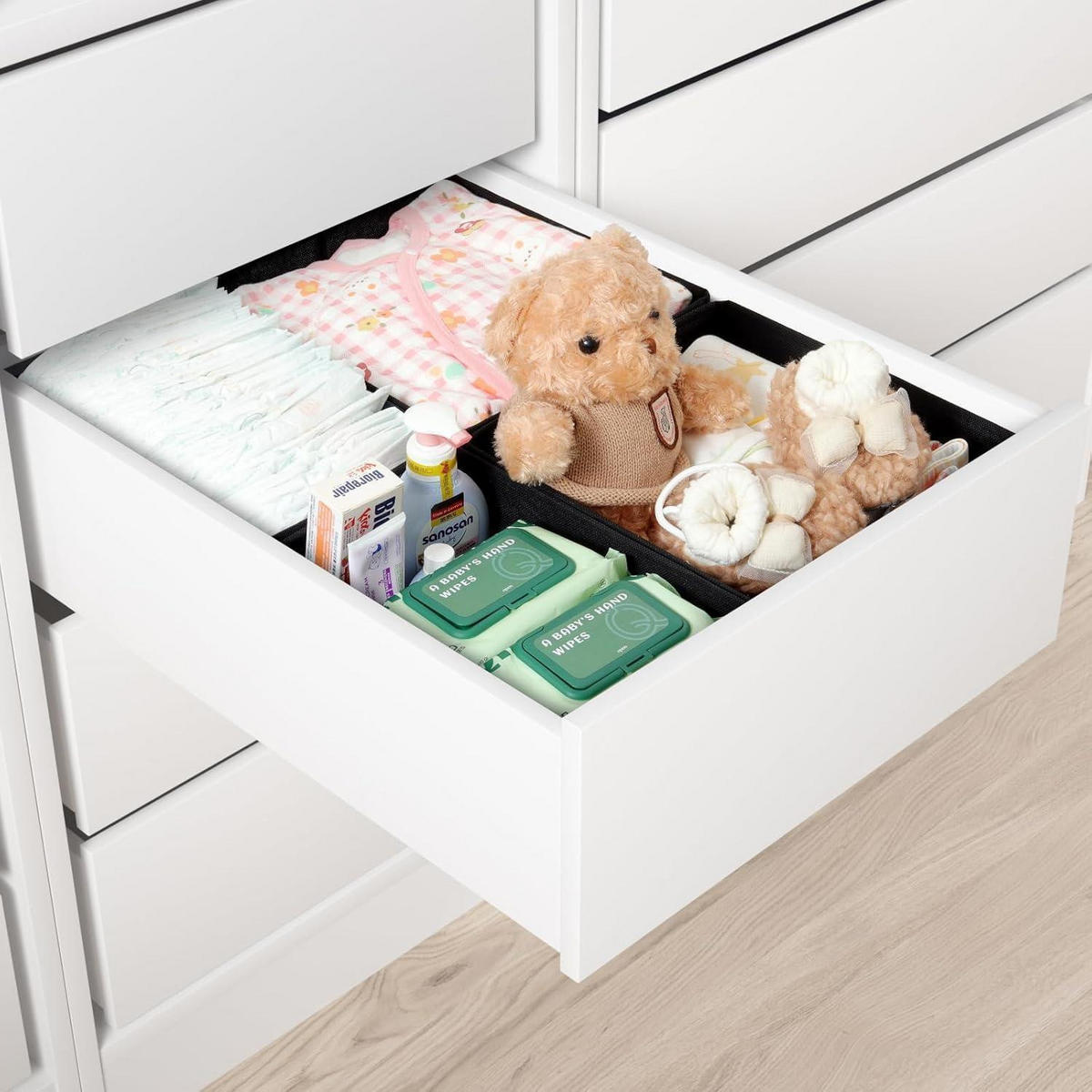 SCHUBLADEN Organizer 4er Set Schwarz für PAX Kleiderschrank 50x58 cm - Schwarz, Textil (28/12/28cm)