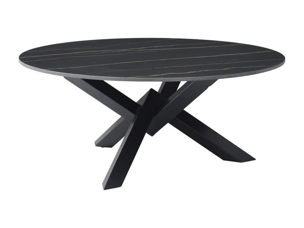 COUCHTISCH - Keramik & Metall - Marmor-Optik Schwarz - LEONORA - Schwarz, Keramik (90/90/38cm) - Vente-Unique