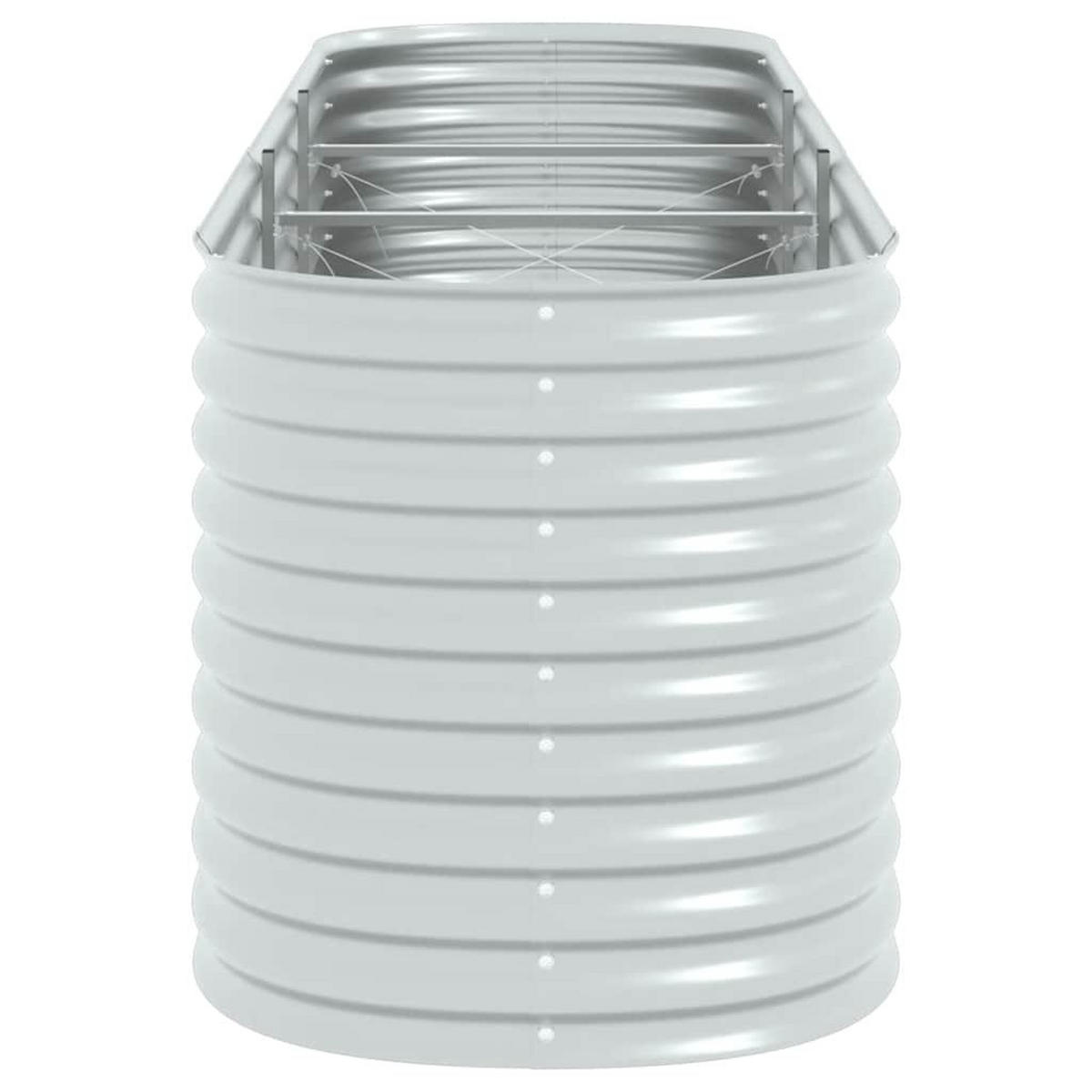 RUNDES Hochbeet für Garten BLUMO | Verzinkter Stahl | 320x80x81cm, Silber - Silberfarben, Metall (320/81/80cm) - DELUKE