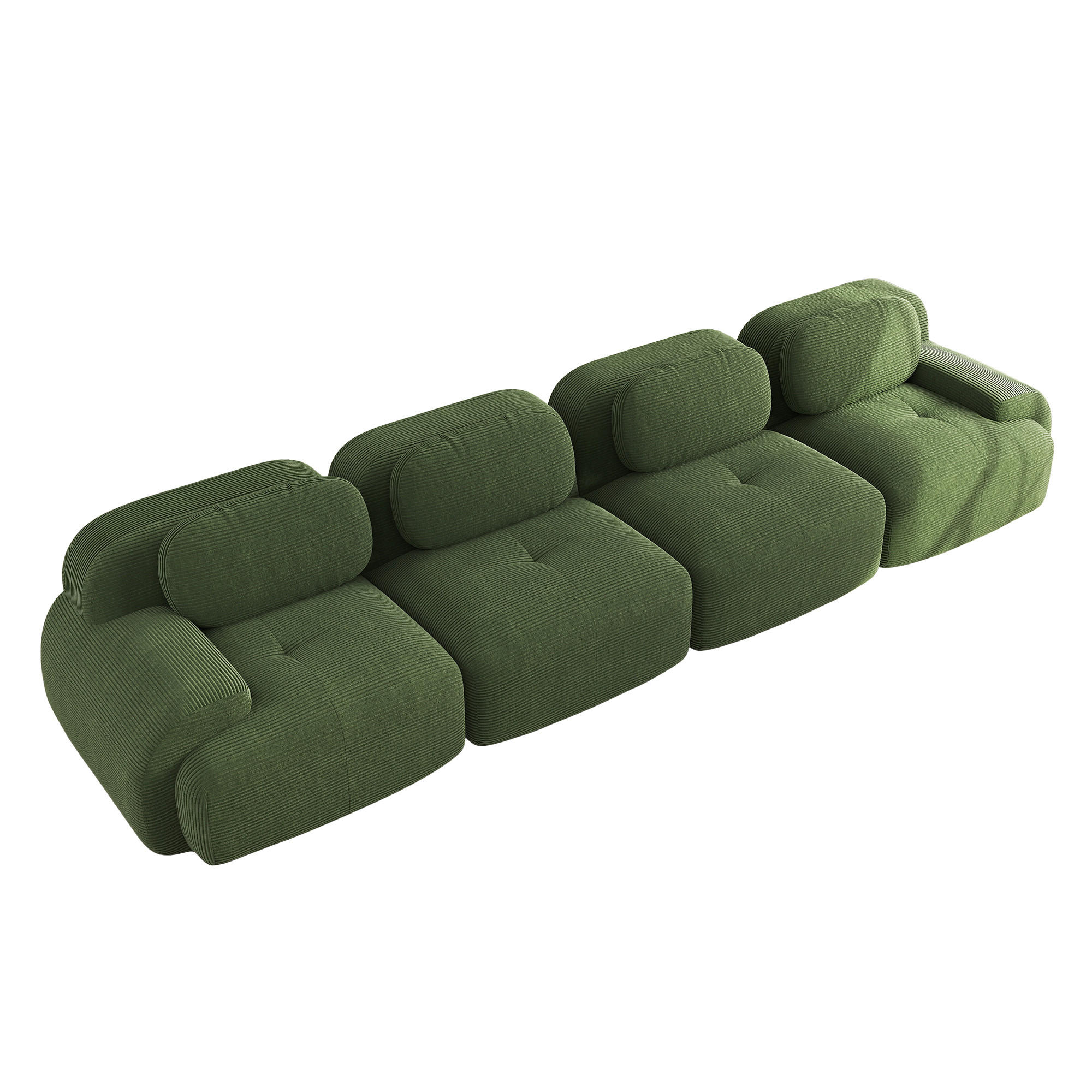 4-SITZER-SOFA DE-34025 modular mit Armlehnen Grün - Grün, Textil (103/75/388cm) - ComfortXL