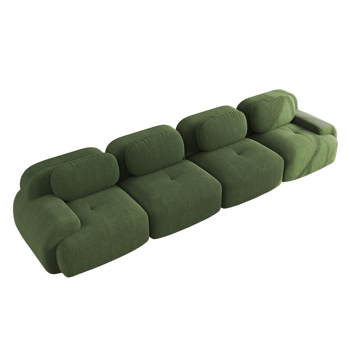 4-SITZER-SOFA in Premium-Cord Grün Montagefrei & Rutschfest - Grün, Textil (388/75/103cm) - Urban Meuble