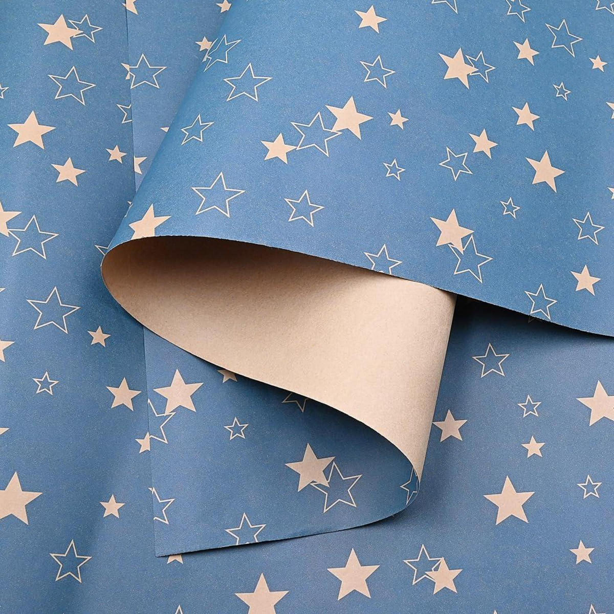 GESCHENKPAPIERROLLE 43 cm x 15 m Stern-Design Blau - Blau, Papier (43/1/1500cm)