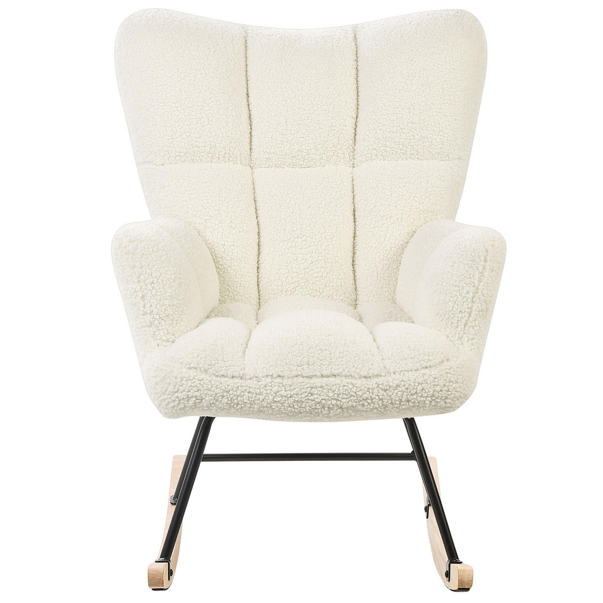 SCHAUKELSESSEL Bouclé Weiß Oulu - Weiß, Textil/Metall (71/104/83cm) - Beliani
