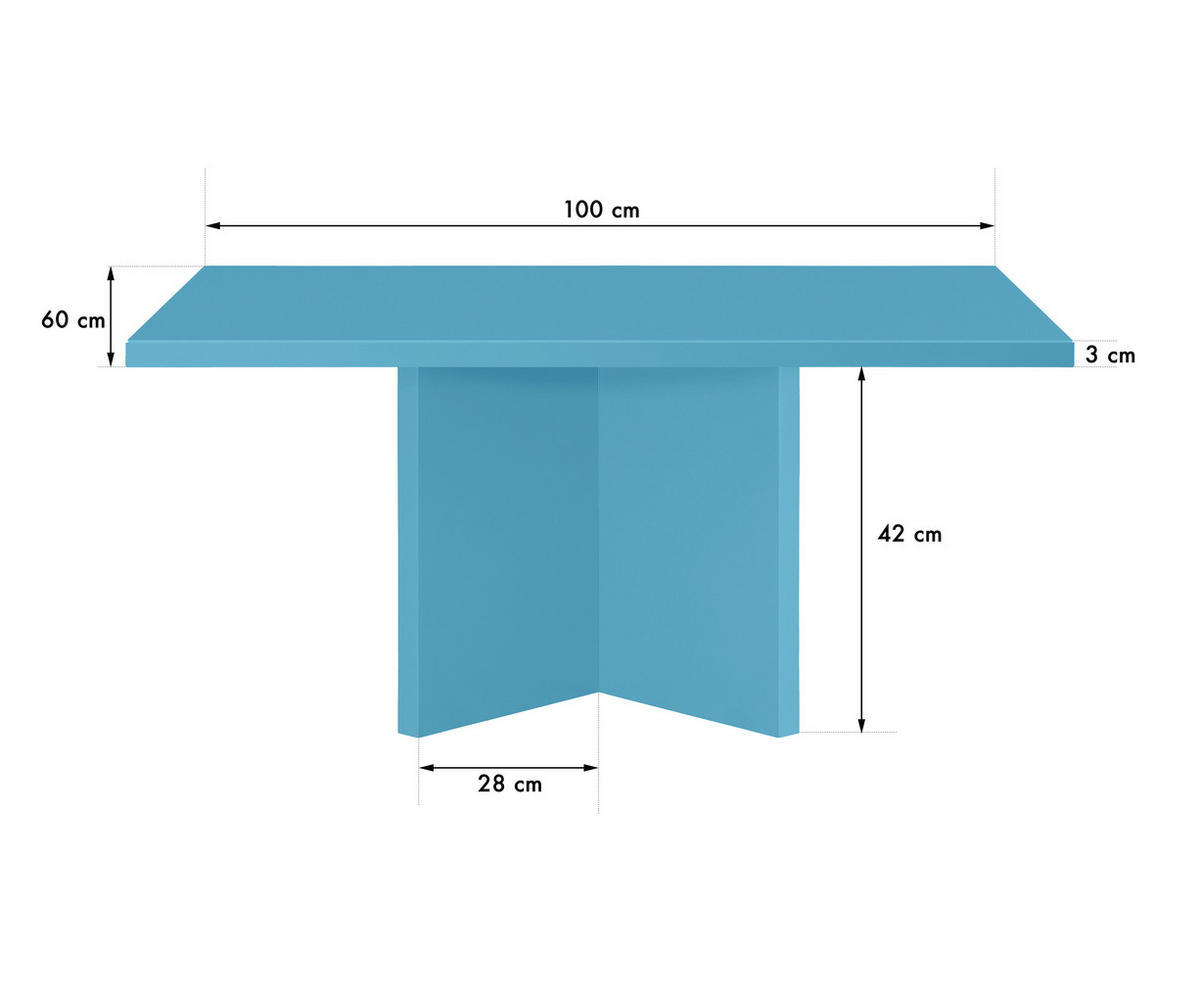 COUCHTISCH mit widerstandsfähiger MDF-Platte 3 cm Blau 100/60 cm - Hellblau, Holzwerkstoff (60/100/42cm) - RNT By Really Nice Things