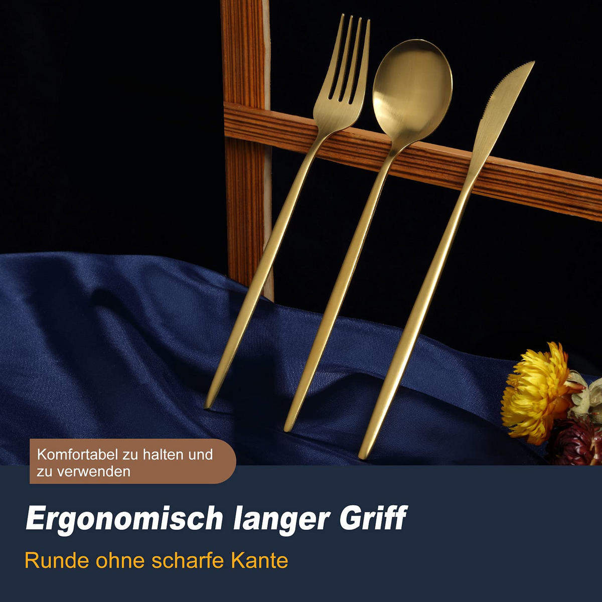 BESTECKSET 6 Personen 30-teilig Edelstahl, Spülmaschinenfest - Goldfarben, Metall - Kaket