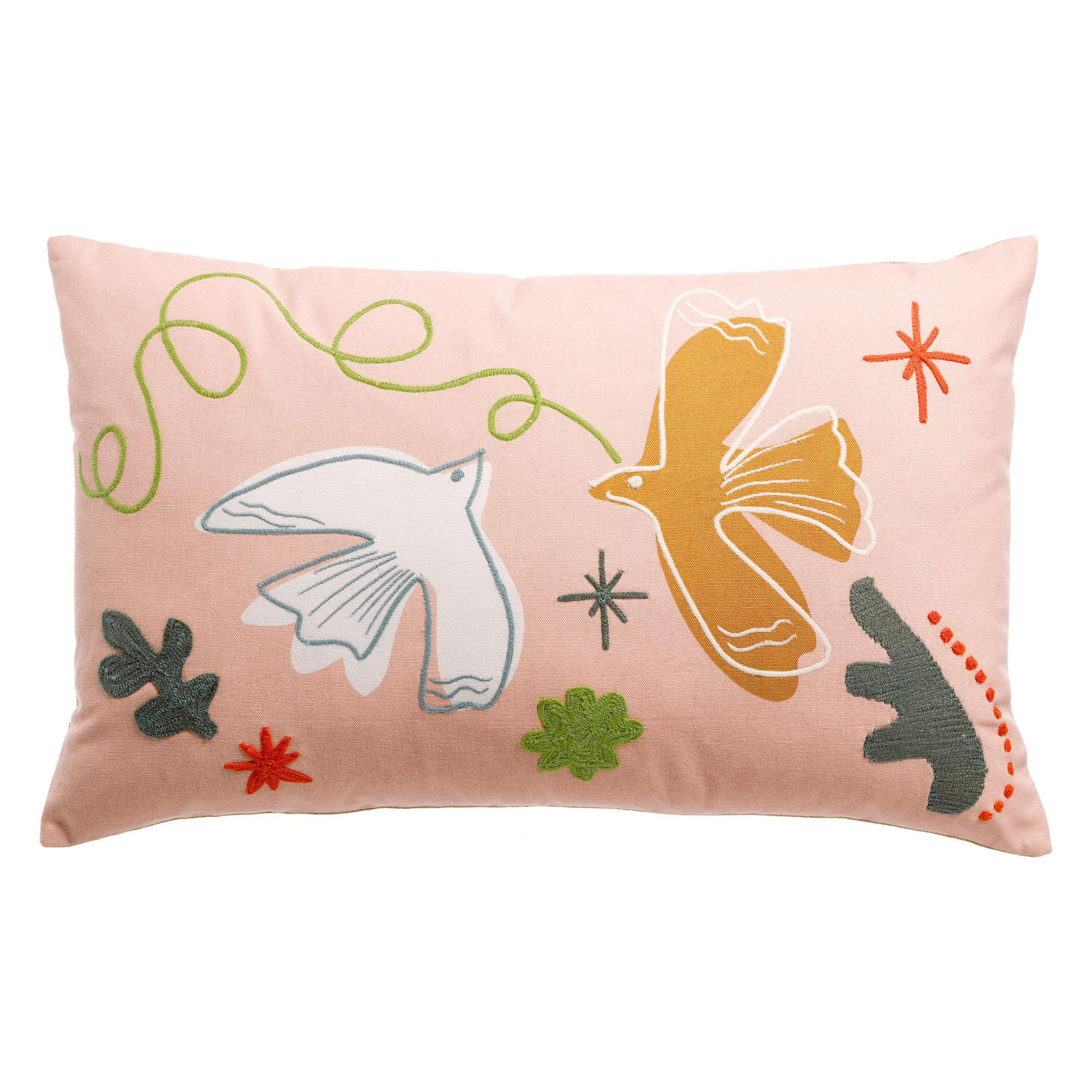 BESTICKTES KISSEN Anka rosenholz 40 x 65 cm - Altrosa, Textil (40/65cm) - Vivaraise
