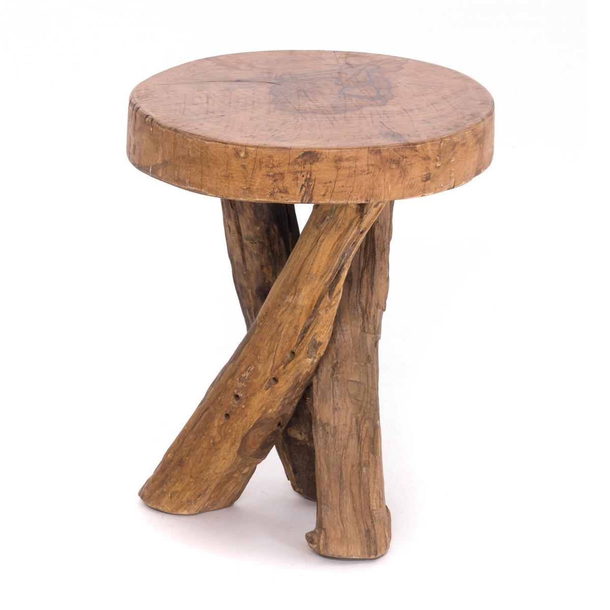 BEISTELLTISCH TEAK 40 Recyclingholz massiv naturfarben - Naturfarben, Holz (34/34/41cm) - DESIGN DELIGHTS
