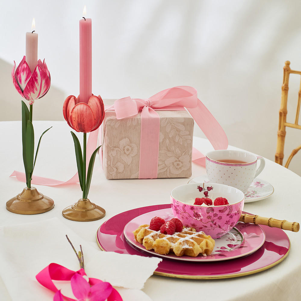 KERZENHALTER 2er-Set Tulpe s metal rosa - Rosa, Metall (8.5/26/8.5cm) - Pip Studio