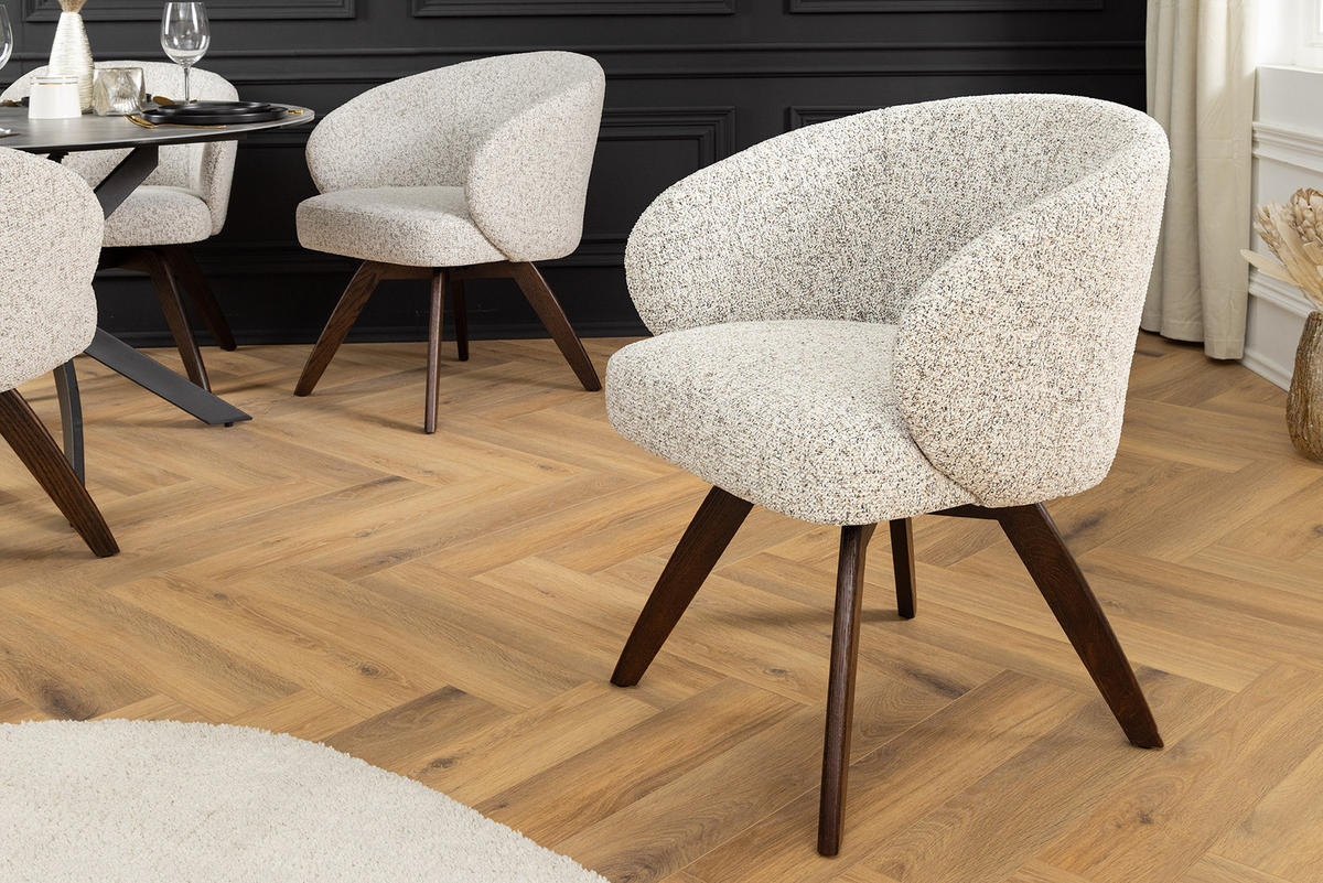 STUHL WALKÜRE Strukturstoff Beige 80 cm - Beige/Braun, Holz/Textil (59/78/59cm) - riess-ambiente