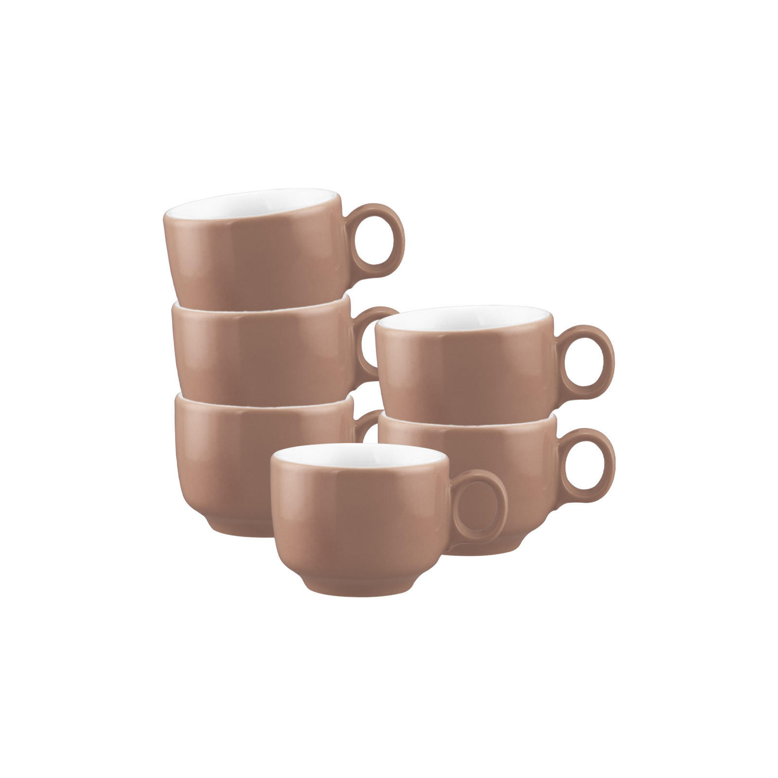 ESPRESSOTASSEN Sento Home Pure Colors Cocoa Brown 80 ml 6er Set - Hellbraun, Keramik (0.08L) - Seltmann Weiden