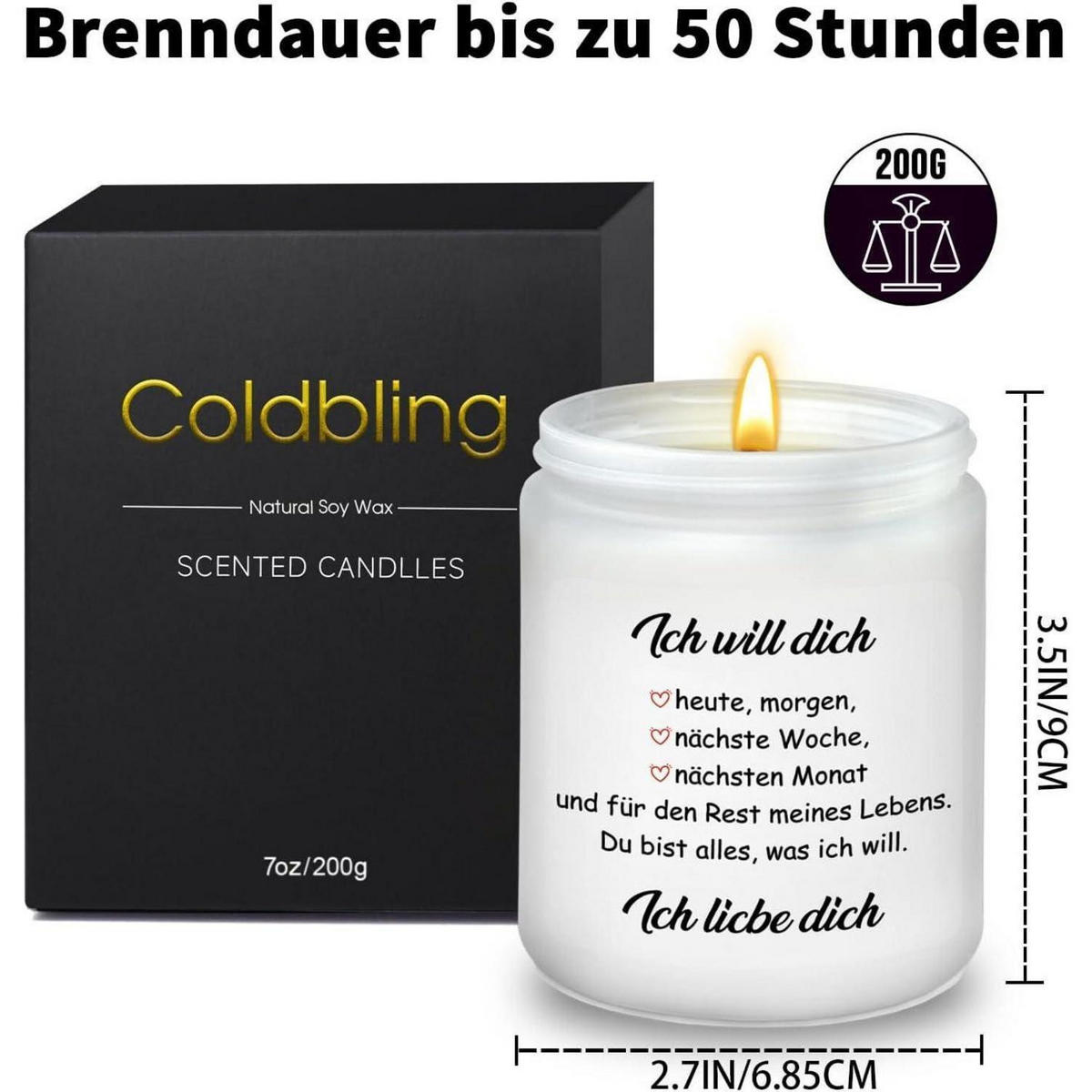 DUFTKERZE Lavendel Ich liebe dich 50h Brenndauer - Weiß, Paraffin (9cm)