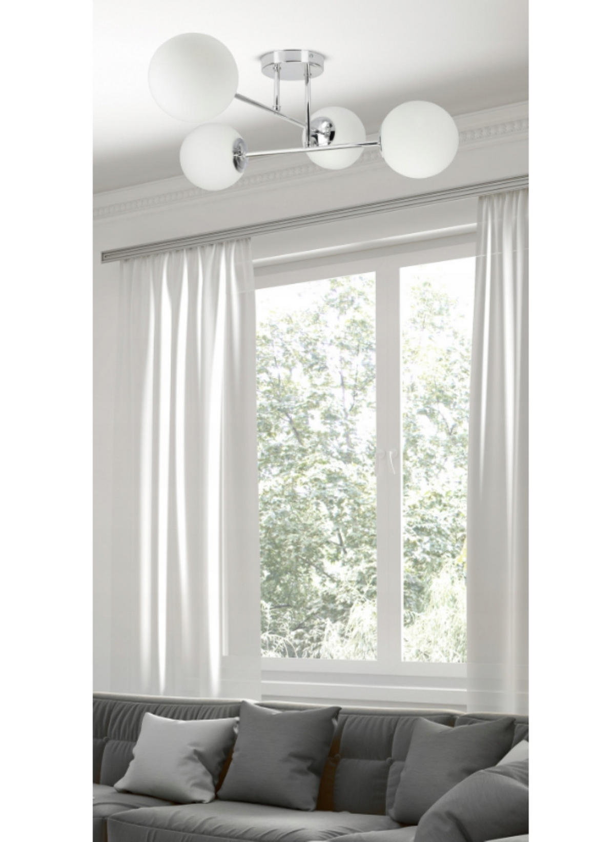 DECKENLEUCHTE SILBER - Weiß Hochglanz/Silberfarben, Glas/Metall (58/58/30cm) - kiki design