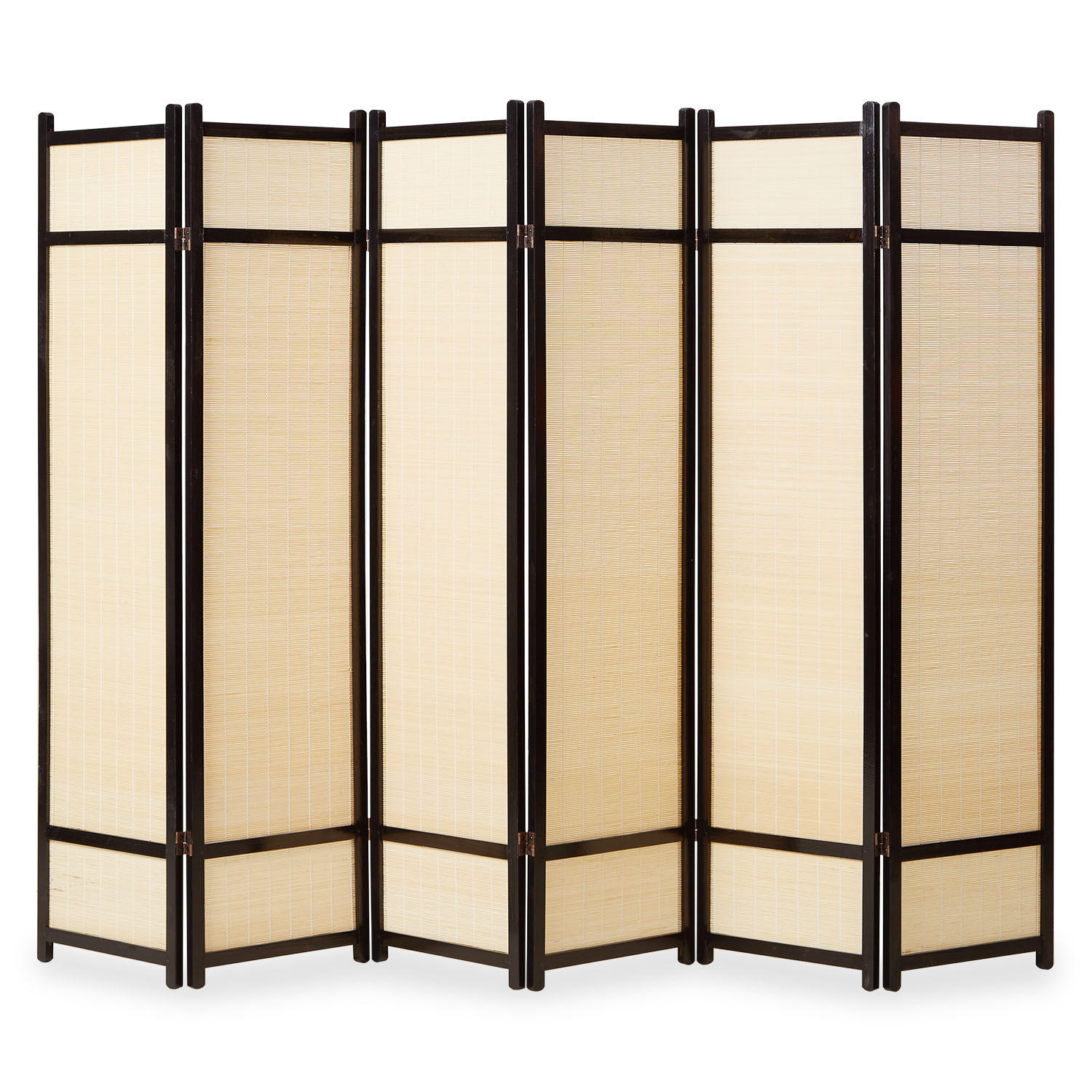 PARAVENT 6-tlg. 264/175 cm Schwarz Bambus - Schwarz, Holz (264/175/2cm) - Homestyle4u
