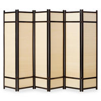 PARAVENT 6-tlg. 264/175 cm Schwarz Bambus - Schwarz, Holz (264/175/2cm) - Homestyle4u