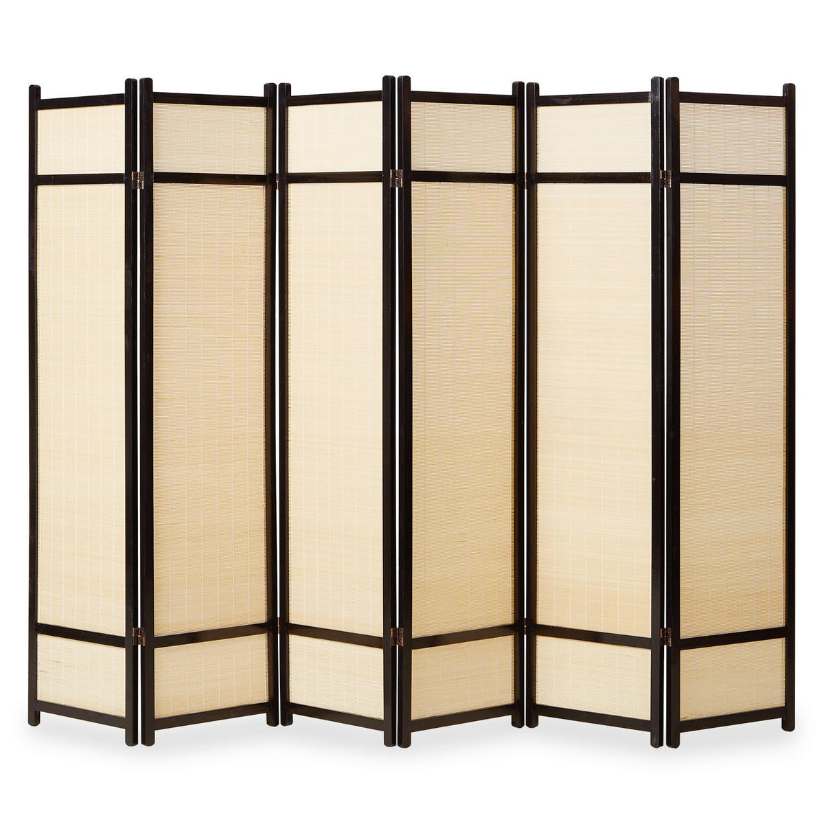 PARAVENT 6-tlg. 264/175 cm Schwarz Bambus - Schwarz, Holz (264/175/2cm) - Homestyle4u