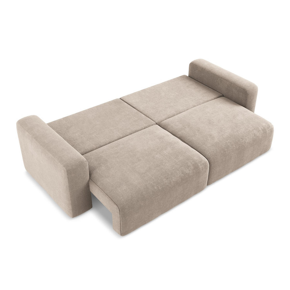 3-SITZER SOFA mit Schlaffunktion Chenille Stoff Beige - Beige/Schwarz, Kunststoff/Textil (244/79/102cm) - LaMiaSofa
