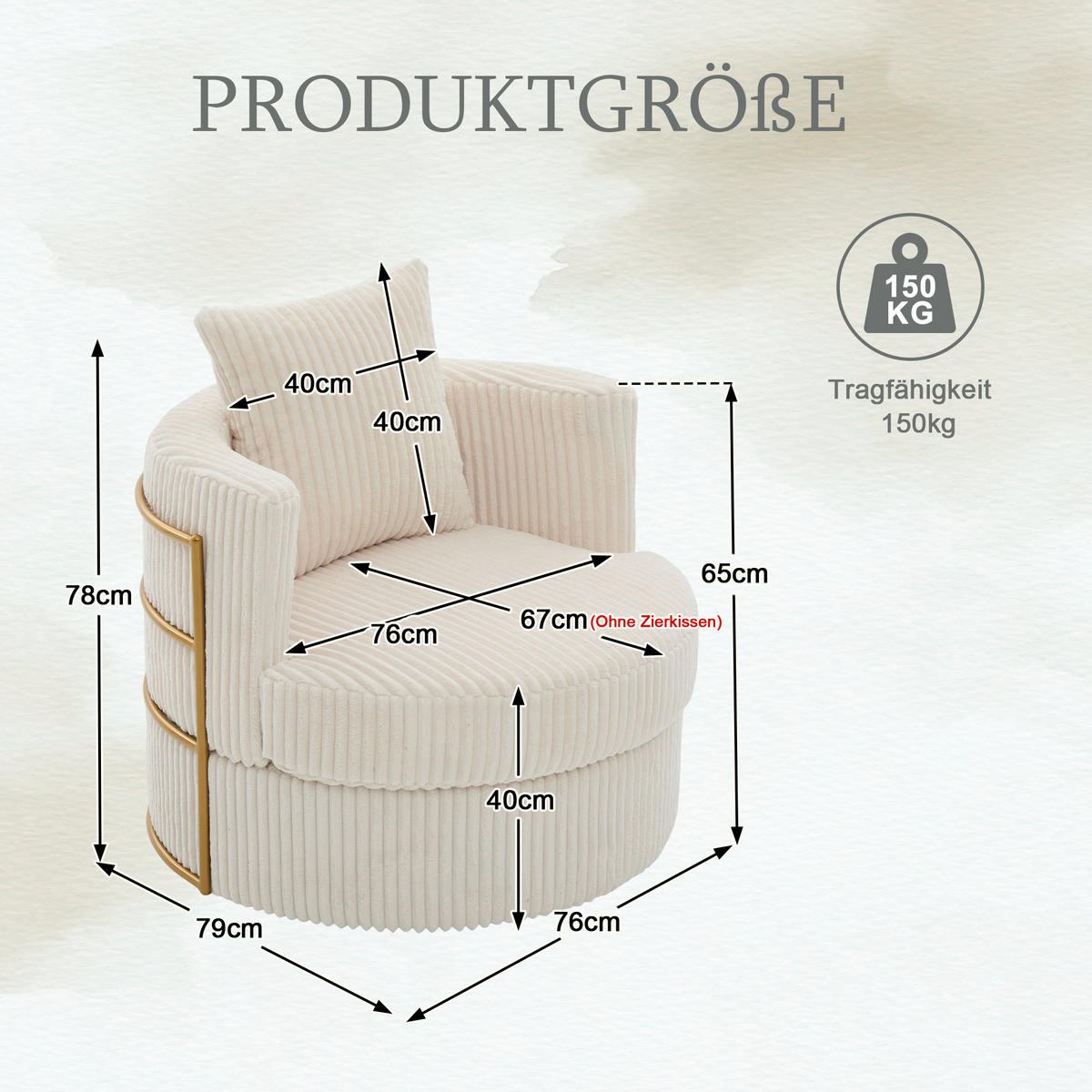 SESSEL 2er-Set 360° drehbar mit Stauraum, DE-42295, Beige - Beige, Textil (76/78/79cm) - ComfortXL