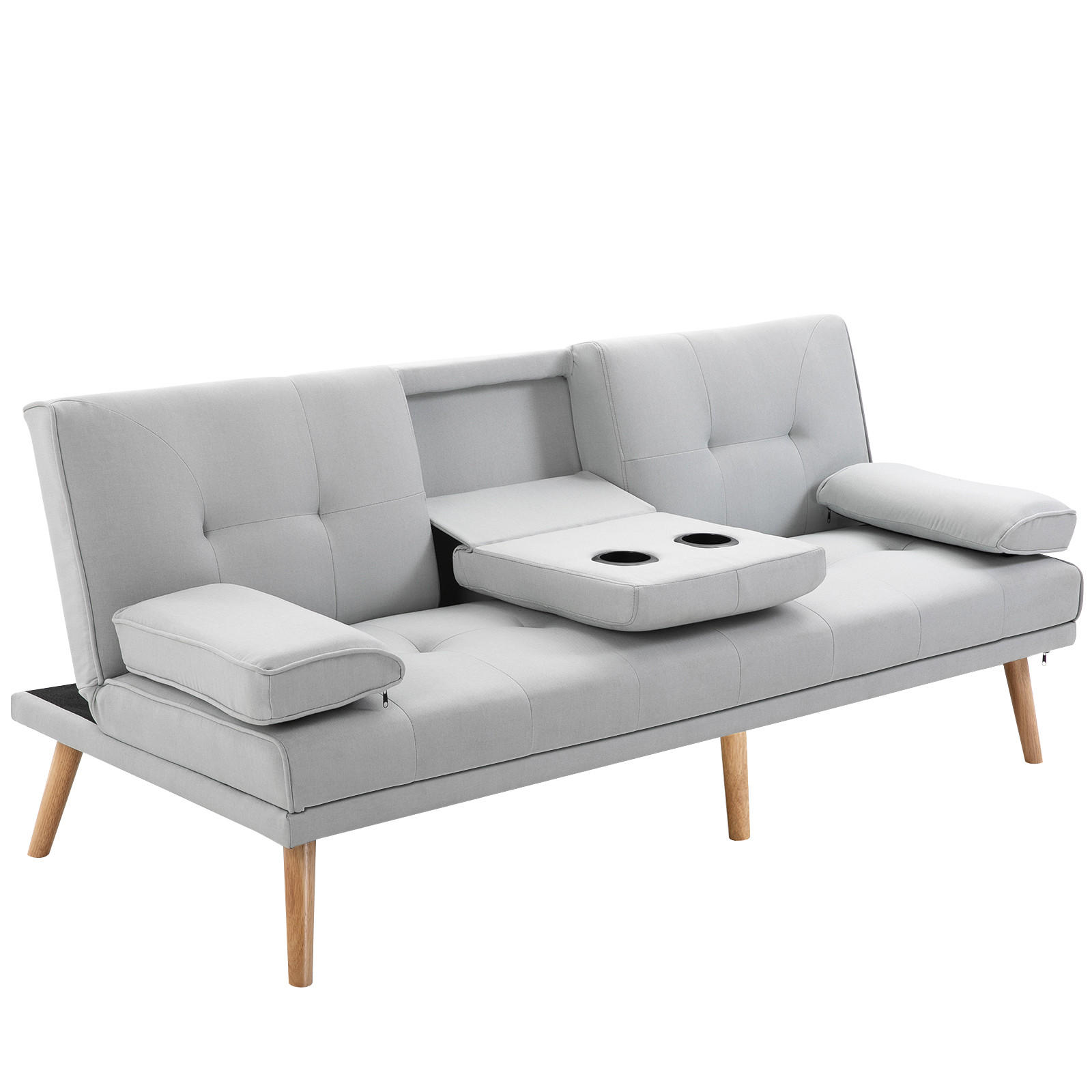 SCHLAFSOFA 3-Sitzer DE-13374 Hellgrau - Hellgrau, Textil (181/78/77cm) - ComfortXL