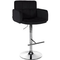 BARHOCKER Samt Schwarz - Chromfarben/Schwarz, Textil/Metall (60/93/56cm) - CLP