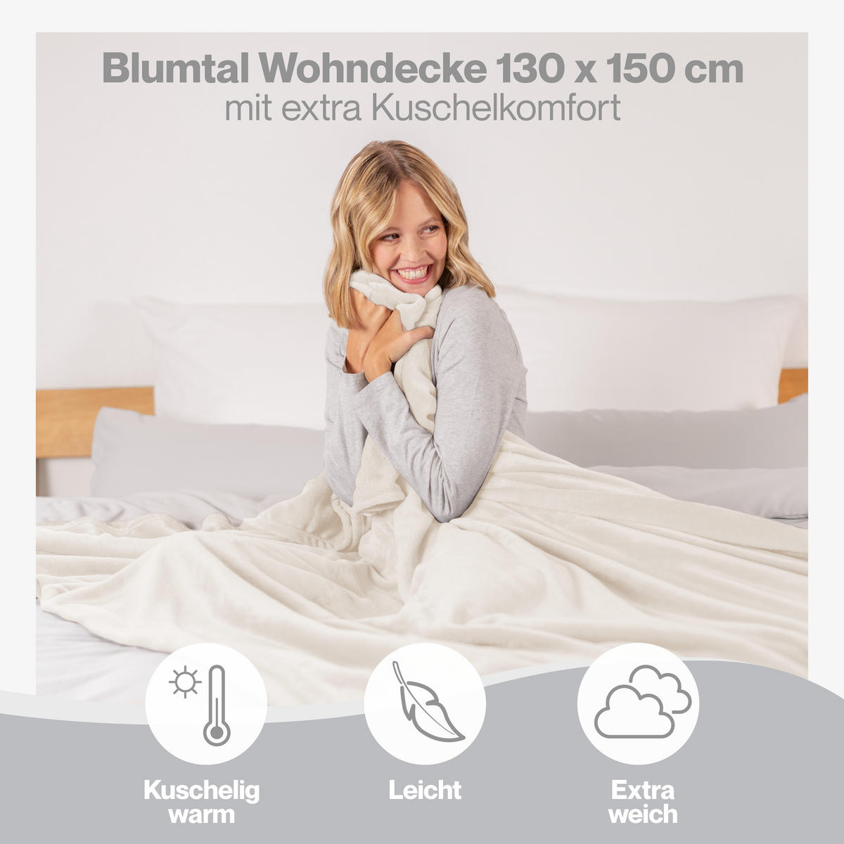 KUSCHELDECKE Anton 130/150 cm, Weiß - Weiß, Textil (130/150cm) - Blumtal
