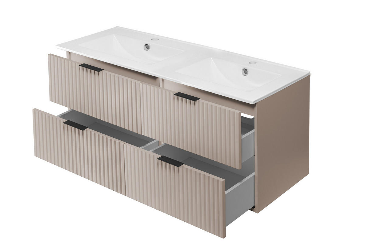 WASCHBECKUNTERSCHRANK FLOW + Waschbecken Eiche Craft 120/57/46 cm - Eichefarben, Holzwerkstoff (120/57/46cm) - Rodan