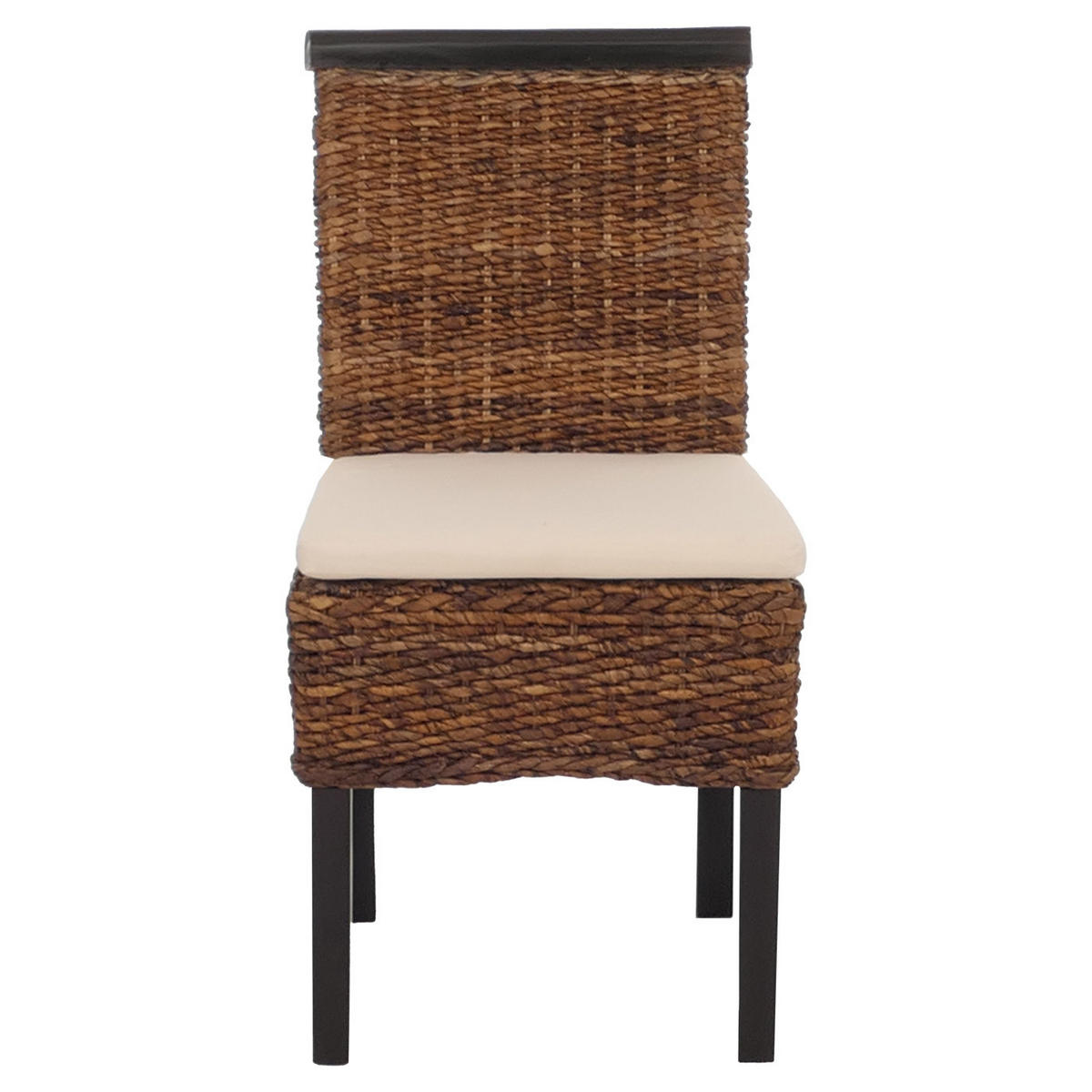 ESSZIMMERSTUHL 2er-Set Korbstuhl Stuhl Bananengeflecht 93x47x43cm Sitzhöhe 47cm dunkel mit Kissen - Dunkelbraun, Kunststoff (47/93/43cm) - CHEFGASTRO