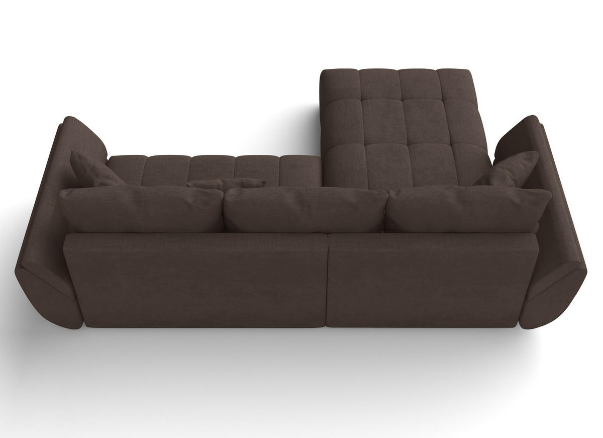ECKSOFA L Form Verciani Braun 266/190/91 cm mit Schlaffunktion - Schwarz/Braun, Kunststoff/Textil (266/190cm) - AX Living