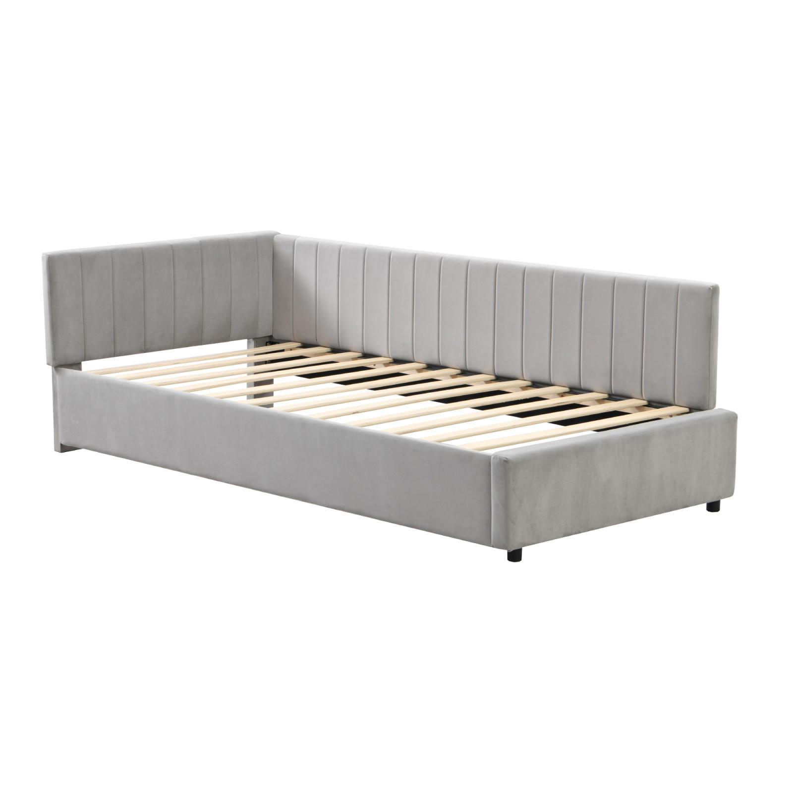 POLSTERBETT 90x200 cm Samt grau - Grau, Textil (90/200cm) - LEBENLANG