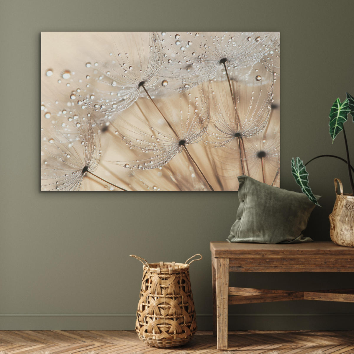 AKUSTIKBILD Löwenzahn - Abstrakt - Natur - Beige Akustikpaneele 90x60 cm - Braun, Kunststoff (90/60/0.9cm) - MuchoWow