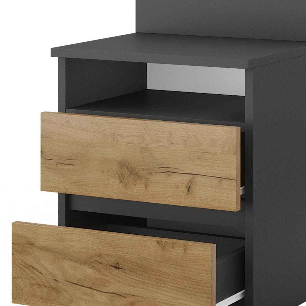 NACHTTISCH Monty Anthrazit 39.6 x 59.1 cm - Anthrazit/Eiche Wotan, Holzwerkstoff (32.3/59.1/39.6cm) - Vicco