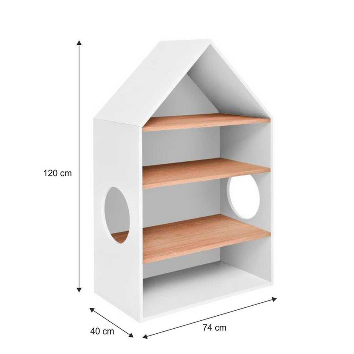 KNIHOVNA Bílá a dřevo - bílá, kompozitní dřevo (74/120/40cm) - Petits-meubles