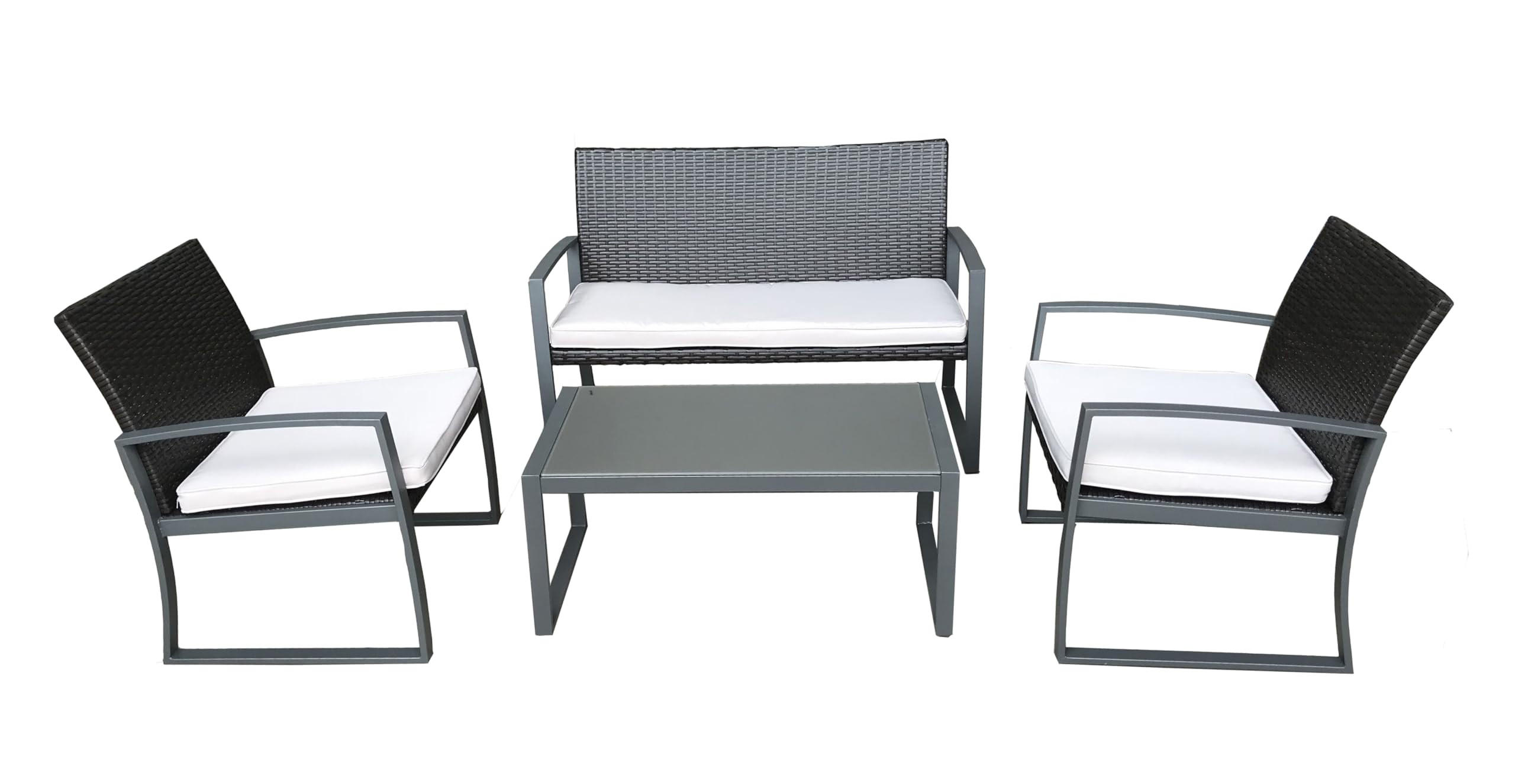 GARTEN-SITZGRUPPE Rom 4-teilig Gartenmöbel-Set - Grau, Kunststoff - DELUKE