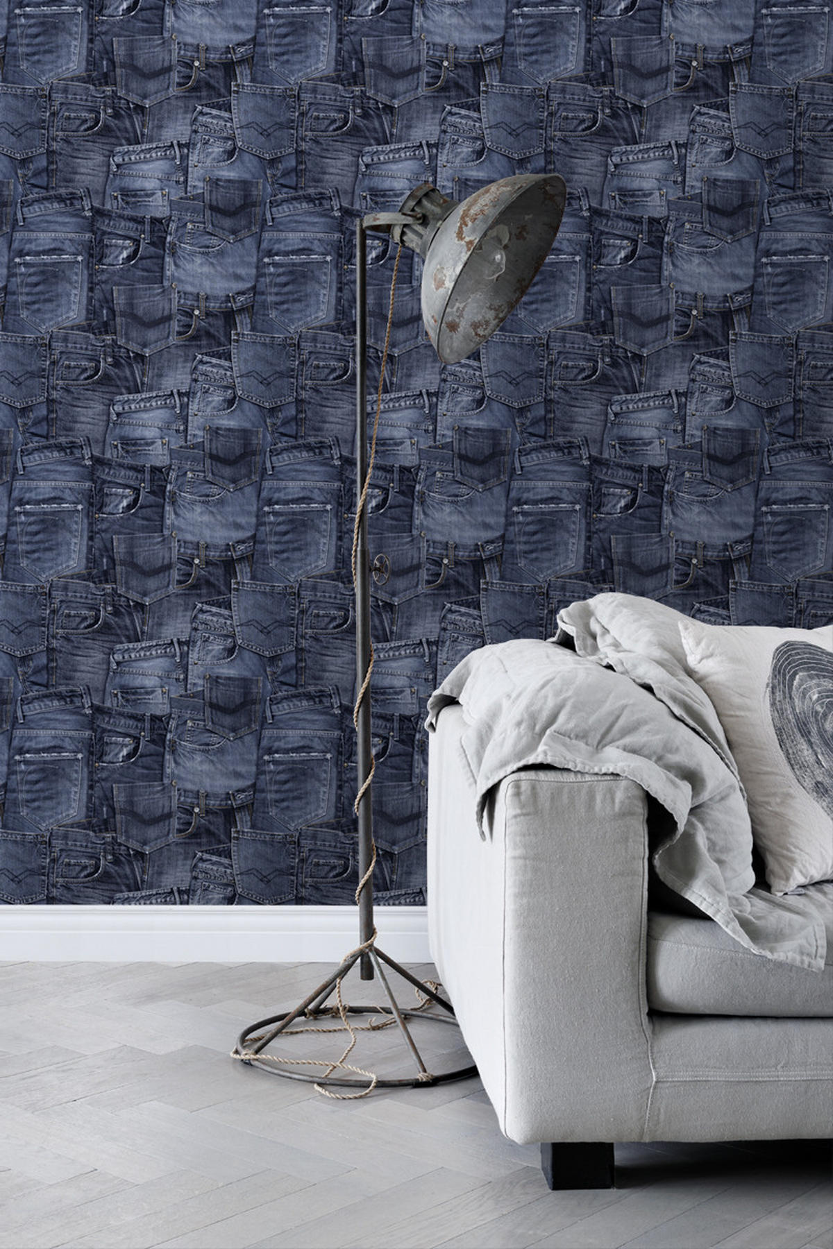 TAPETE Jeansstoff 53 cm x 10.05 m - Blau, Papier (53/1000cm) - ESTAhome