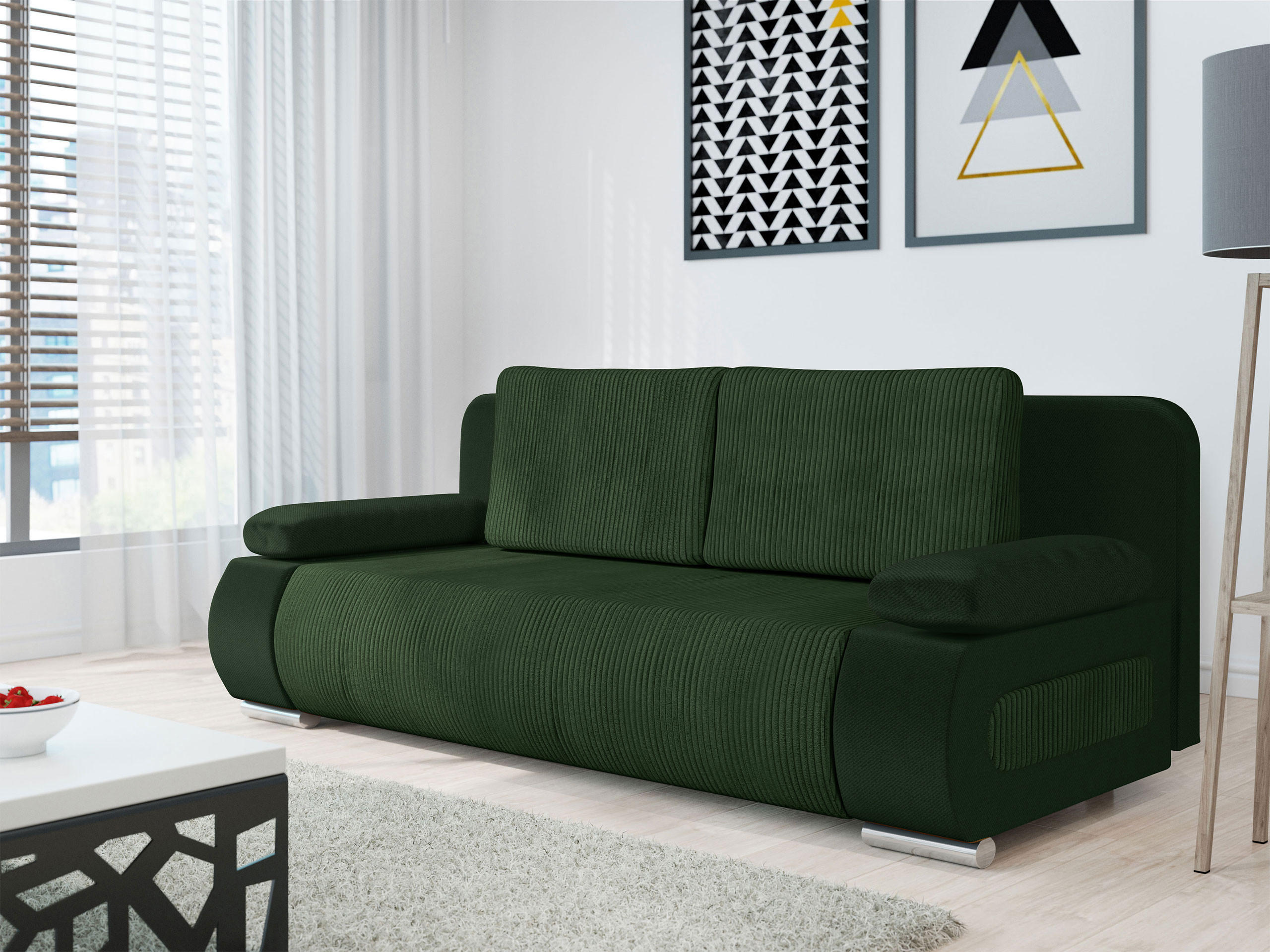 SCHLAFSOFA Emma Cord - Grün, Holz/Kunststoff (200/77/92cm) - MIRJAN24