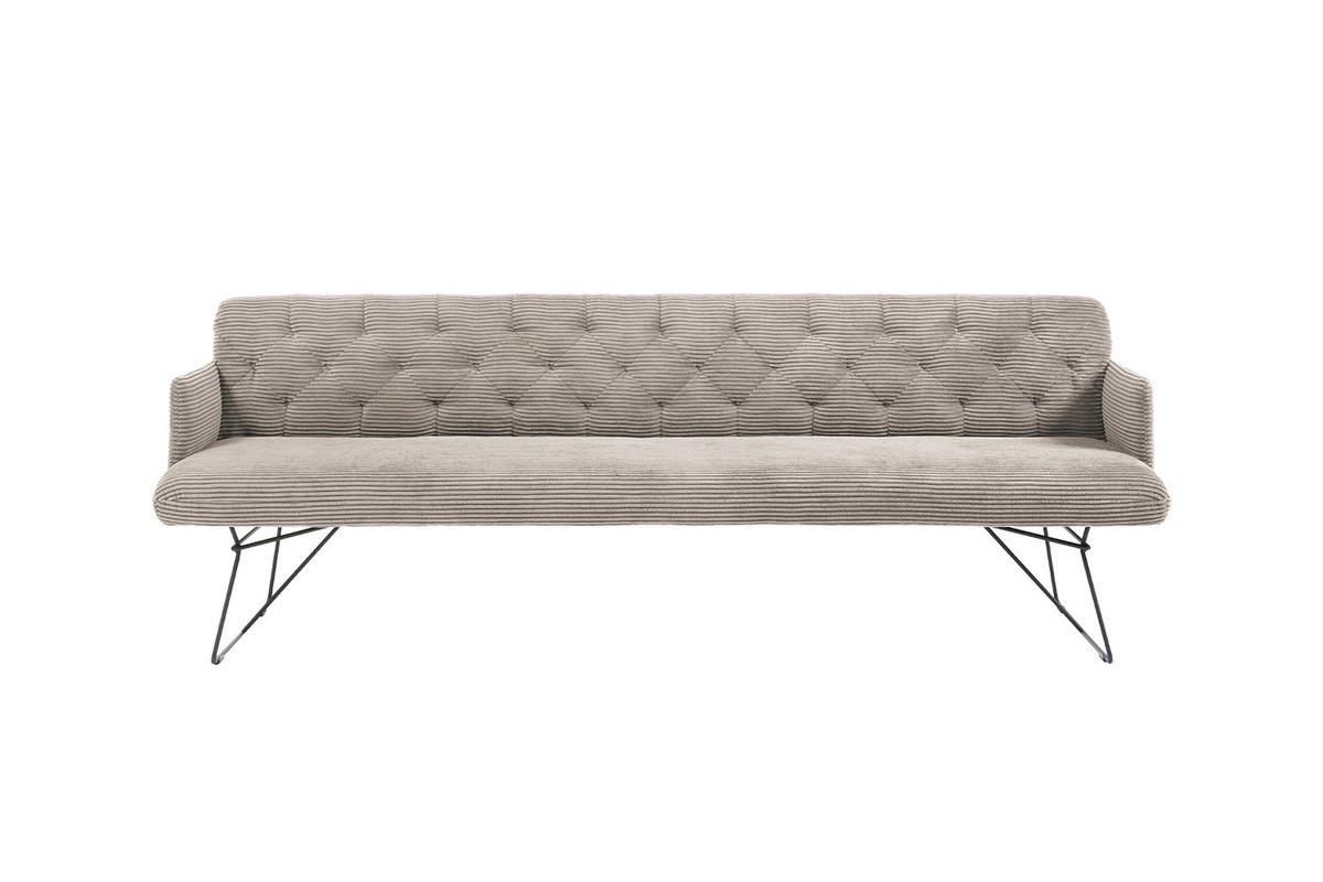 ESSZIMMERBANK CHARME Steingrau Cord - Greige/Grau, Textil (186/85/69cm) - KAWOLA