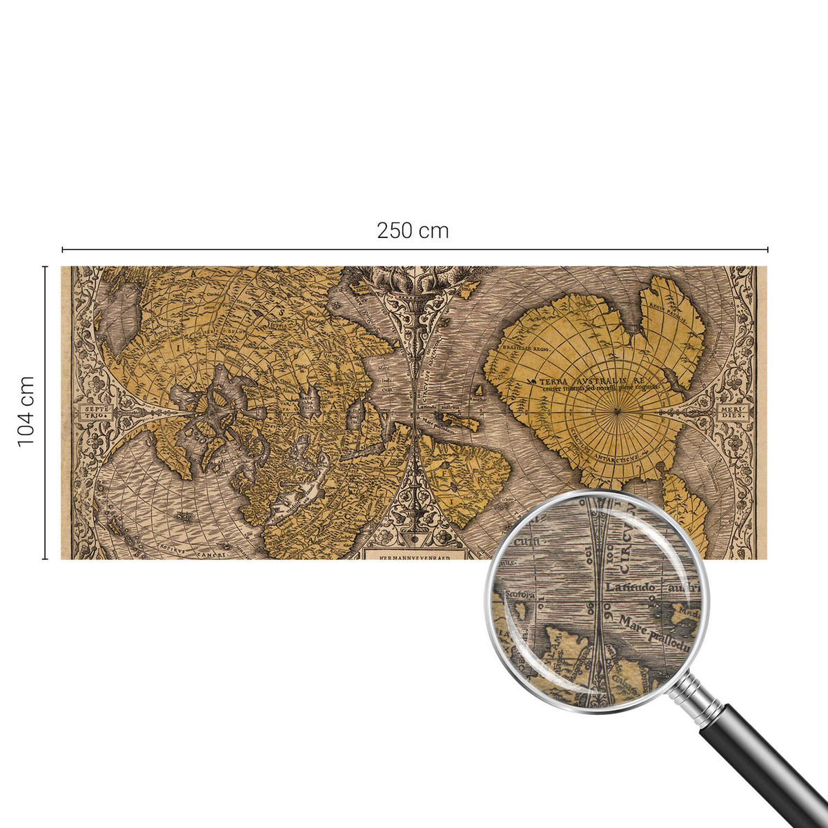 FOTOTAPETE 250x104 cm - Historische Kartographie - Gelb, Textil (250/104cm) - Wallfluent
