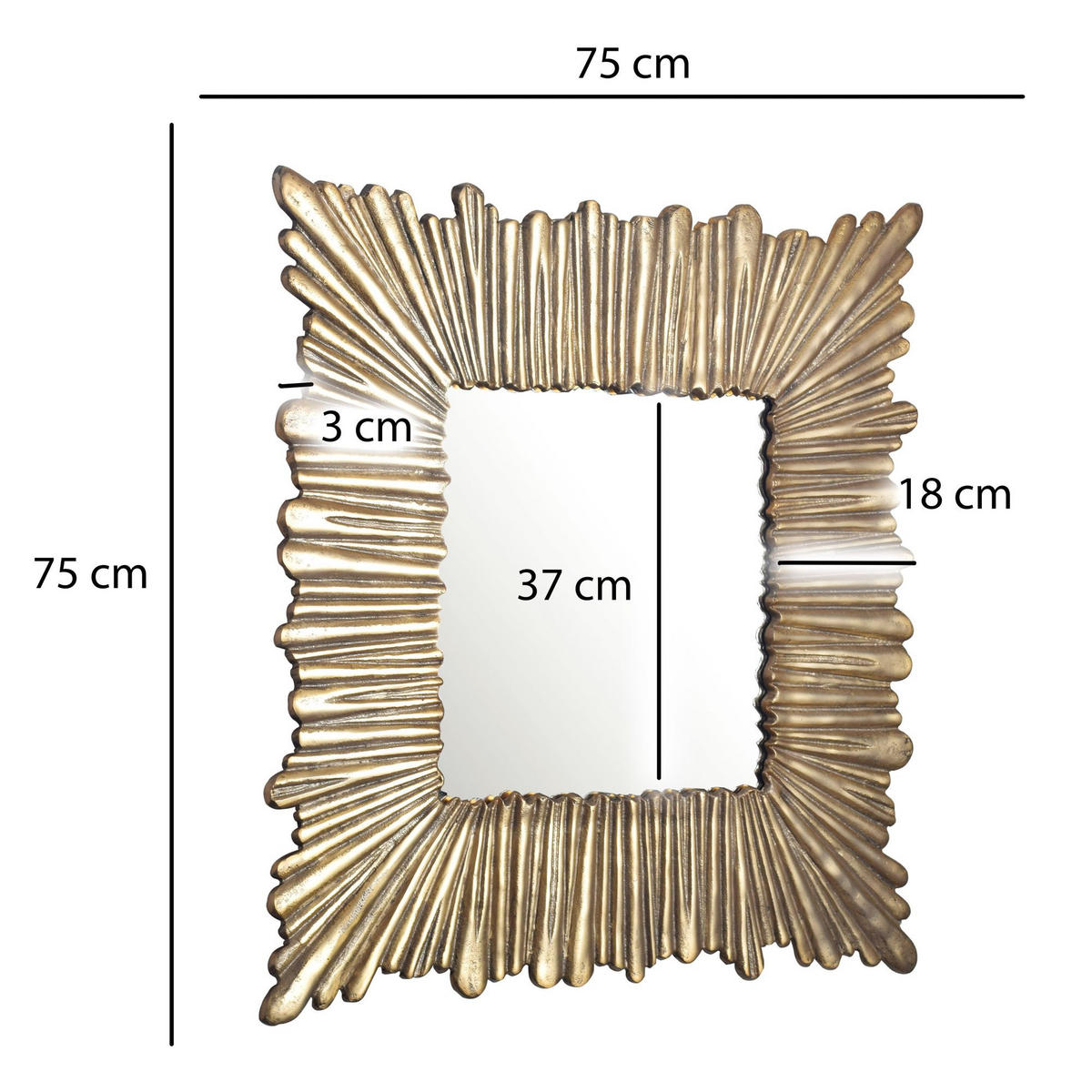 WANDSPIEGEL Quadrat Metall Gold 75x75 cm Moderner Rahmen - Goldfarben, Glas (75/75/3cm) - KADIMA DESIGN