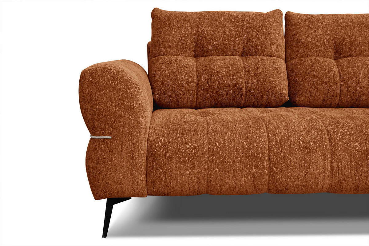 SOFA SALVINI 2,5-Sitzer, dunkelorange - Dunkelorange/Schwarz, Holzwerkstoff/Textil (176/88/99cm) - Courtois Laville
