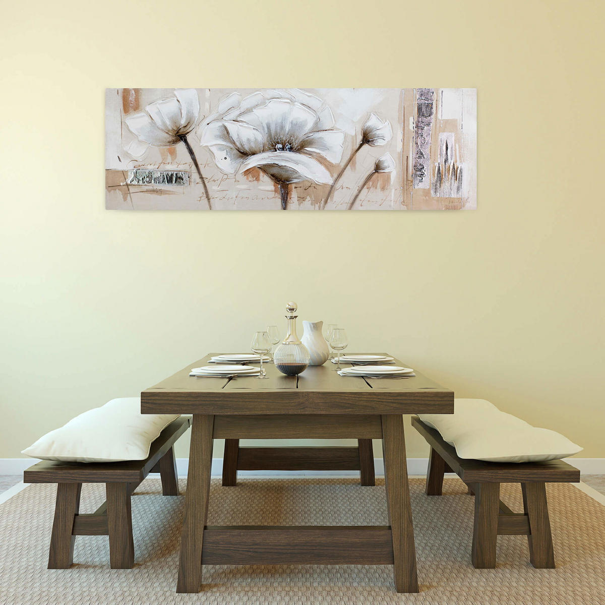 ÖLGEMÄLDE 150/50 cm - Beige, Holz/Textil (2/50cm) - KUNSTLOFT